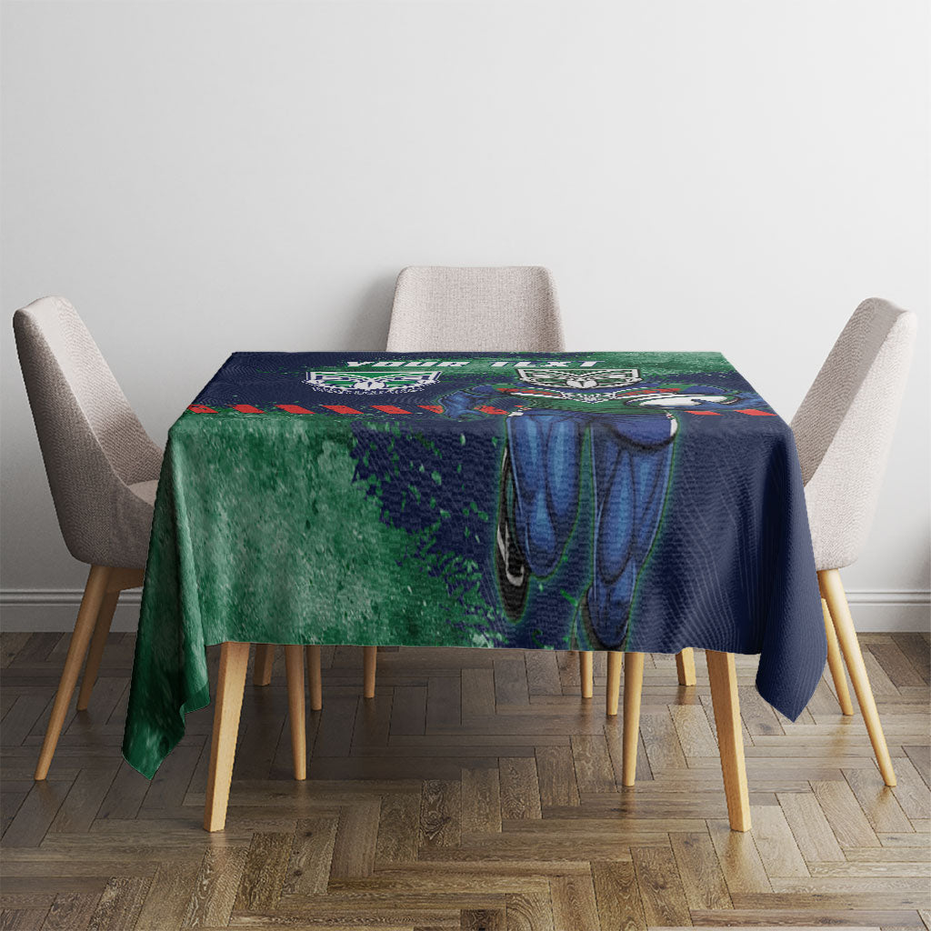 Personalised New Zealand Warriors Rugby Tablecloth Maori The Wahs Mascot - Sporty Splash Art Style