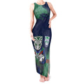 Personalised New Zealand Warriors Rugby Tank Maxi Dress Maori The Wahs Mascot - Sporty Splash Art Style