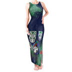 Personalised New Zealand Warriors Rugby Tank Maxi Dress Maori The Wahs Mascot - Sporty Splash Art Style