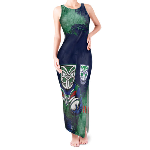 Personalised New Zealand Warriors Rugby Tank Maxi Dress Maori The Wahs Mascot - Sporty Splash Art Style