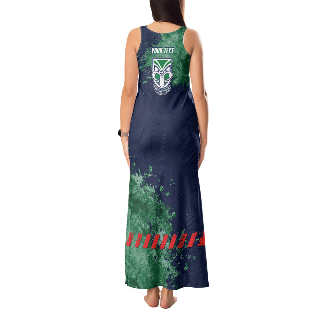 Personalised New Zealand Warriors Rugby Tank Maxi Dress Maori The Wahs Mascot - Sporty Splash Art Style