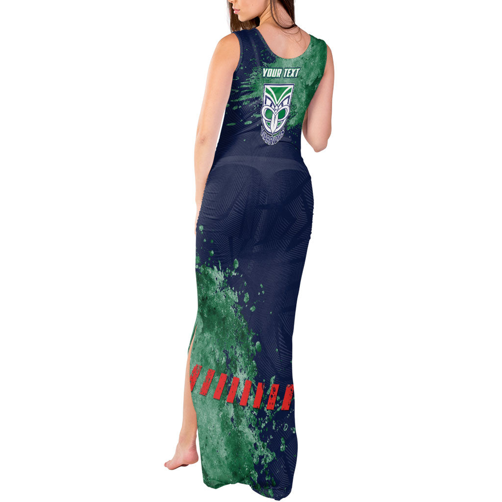 Personalised New Zealand Warriors Rugby Tank Maxi Dress Maori The Wahs Mascot - Sporty Splash Art Style