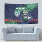 Personalised New Zealand Warriors Rugby Tapestry Maori The Wahs Mascot - Sporty Splash Art Style