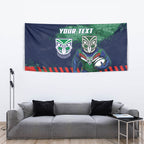 Personalised New Zealand Warriors Rugby Tapestry Maori The Wahs Mascot - Sporty Splash Art Style