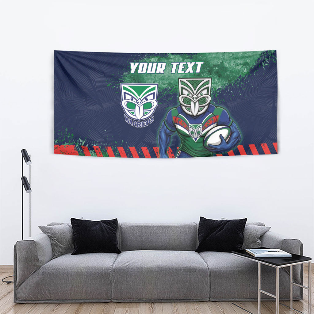 Personalised New Zealand Warriors Rugby Tapestry Maori The Wahs Mascot - Sporty Splash Art Style