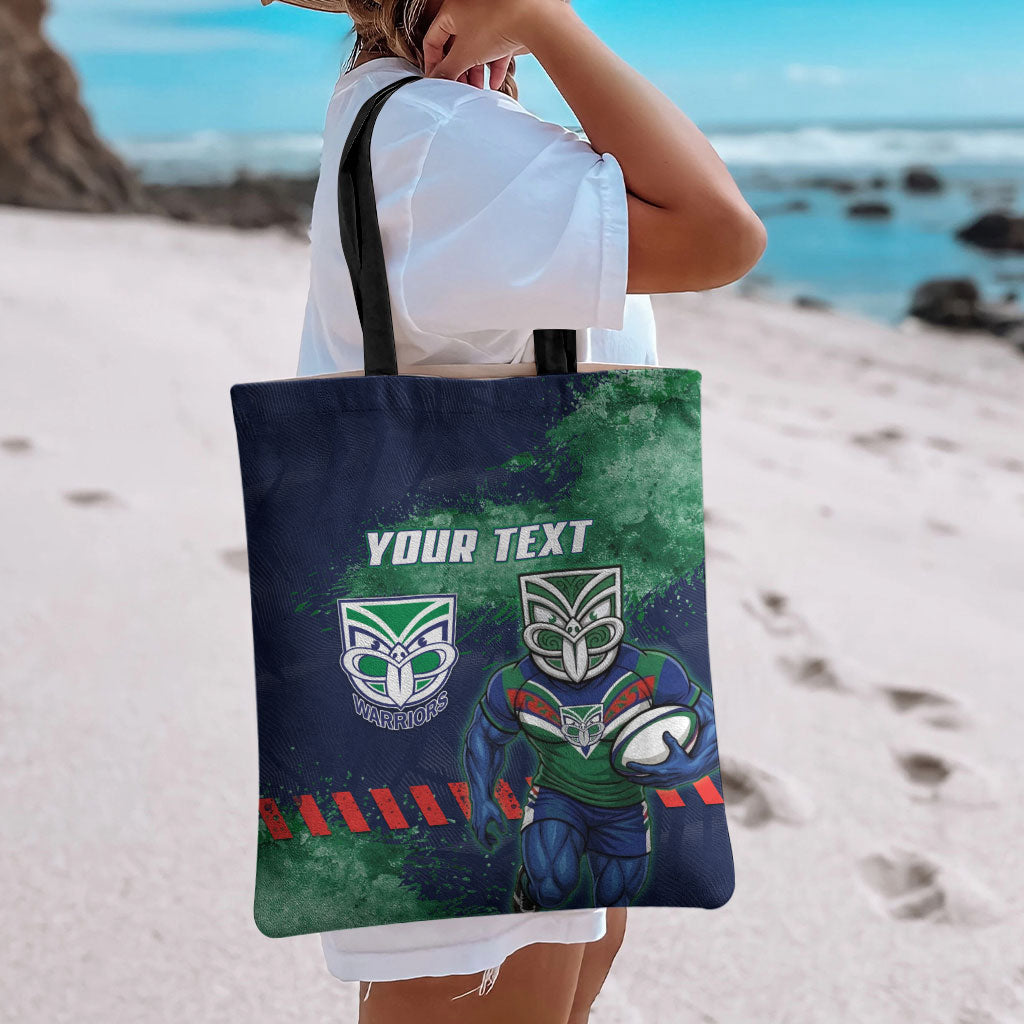 Personalised New Zealand Warriors Rugby Tote Bag Maori The Wahs Mascot - Sporty Splash Art Style
