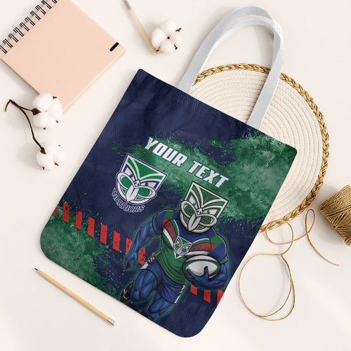 Personalised New Zealand Warriors Rugby Tote Bag Maori The Wahs Mascot - Sporty Splash Art Style