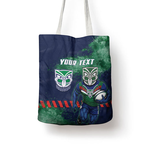 Personalised New Zealand Warriors Rugby Tote Bag Maori The Wahs Mascot - Sporty Splash Art Style