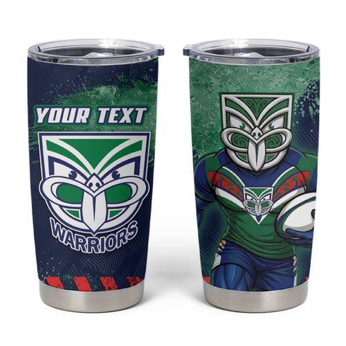 Personalised New Zealand Warriors Rugby Tumbler Cup Maori The Wahs Mascot - Sporty Splash Art Style