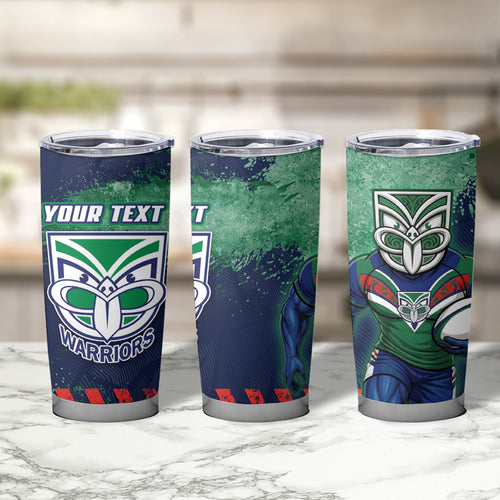 Personalised New Zealand Warriors Rugby Tumbler Cup Maori The Wahs Mascot - Sporty Splash Art Style