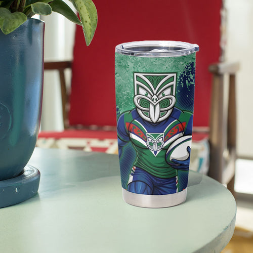 Personalised New Zealand Warriors Rugby Tumbler Cup Maori The Wahs Mascot - Sporty Splash Art Style