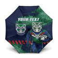 Personalised New Zealand Warriors Rugby Umbrella Maori The Wahs Mascot - Sporty Splash Art Style