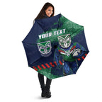 Personalised New Zealand Warriors Rugby Umbrella Maori The Wahs Mascot - Sporty Splash Art Style