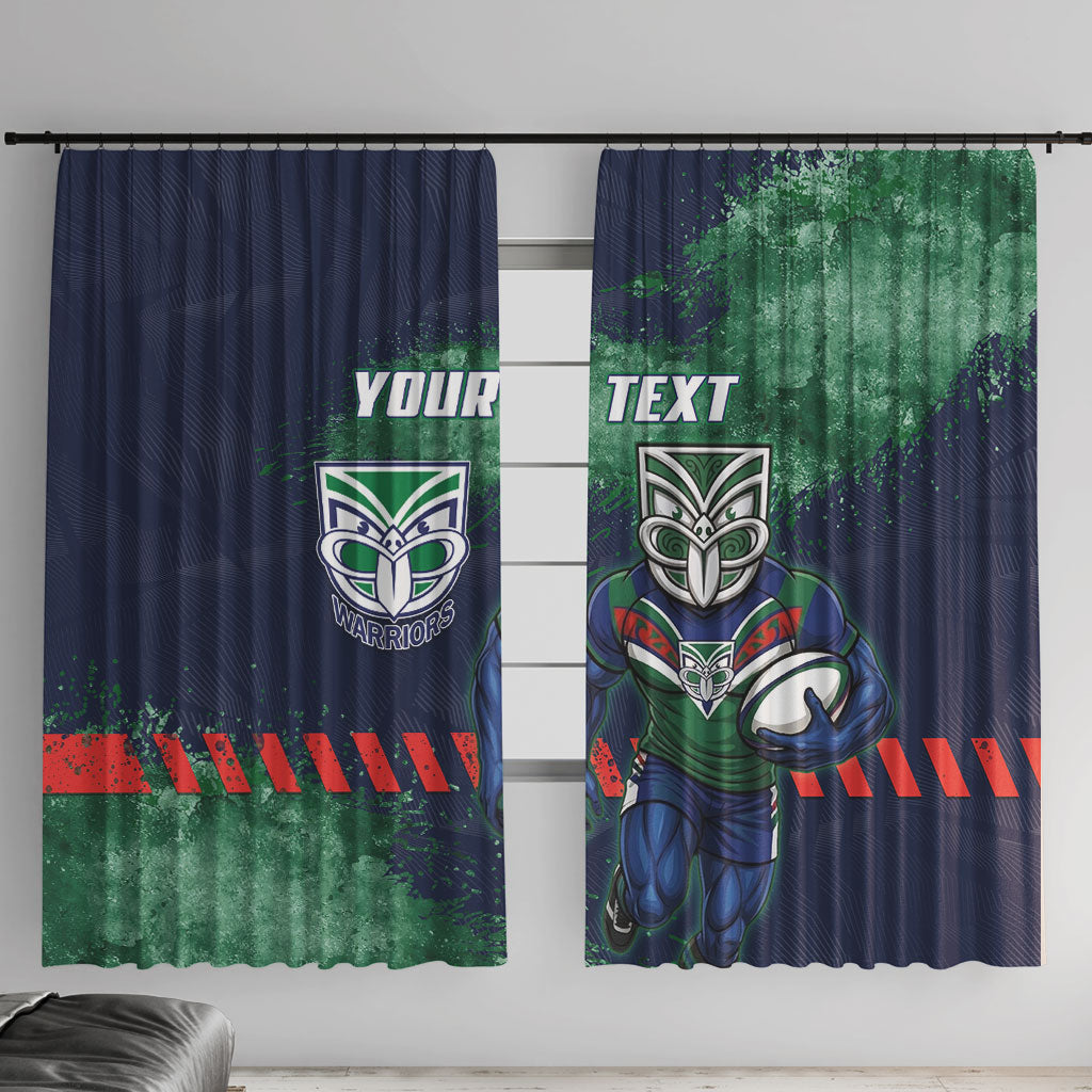 Personalised New Zealand Warriors Rugby Window Curtain Maori The Wahs Mascot - Sporty Splash Art Style
