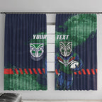 Personalised New Zealand Warriors Rugby Window Curtain Maori The Wahs Mascot - Sporty Splash Art Style