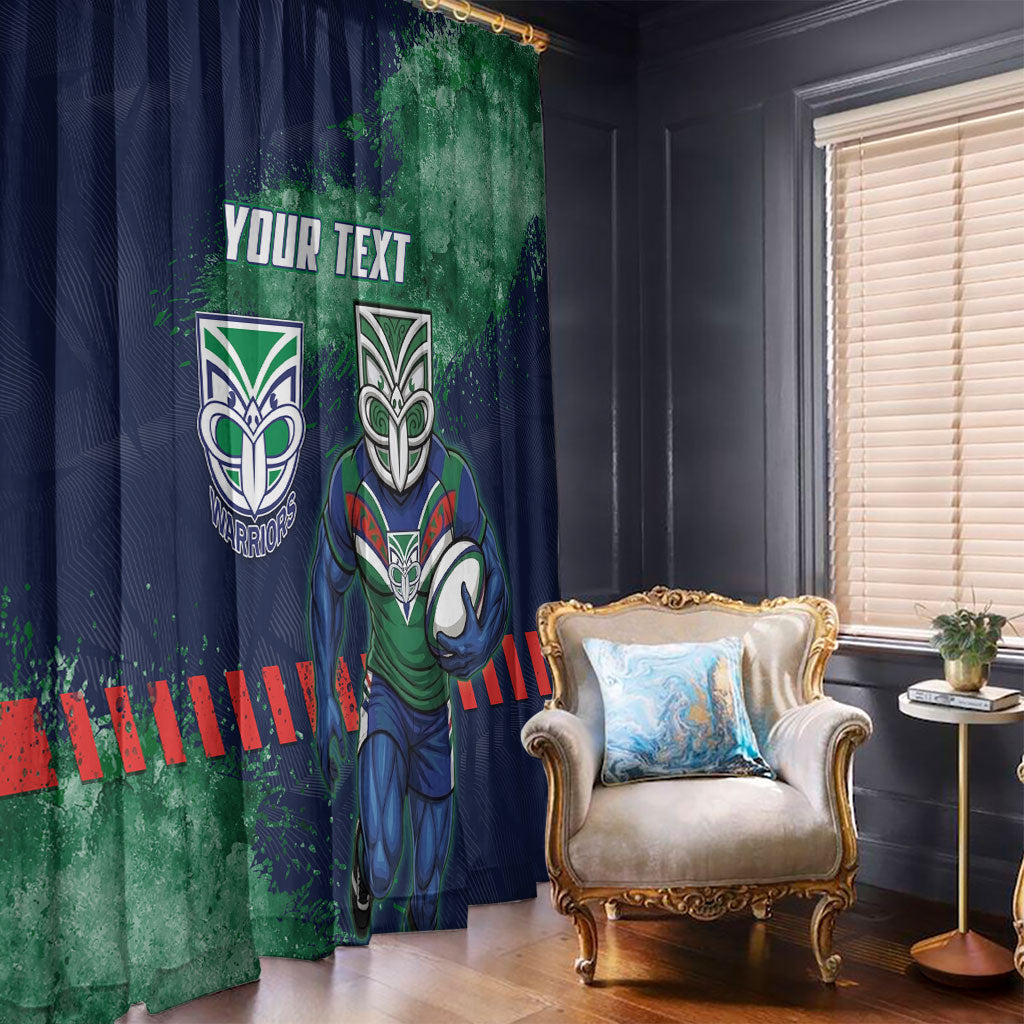 Personalised New Zealand Warriors Rugby Window Curtain Maori The Wahs Mascot - Sporty Splash Art Style