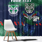 Personalised New Zealand Warriors Rugby Window Curtain Maori The Wahs Mascot - Sporty Splash Art Style
