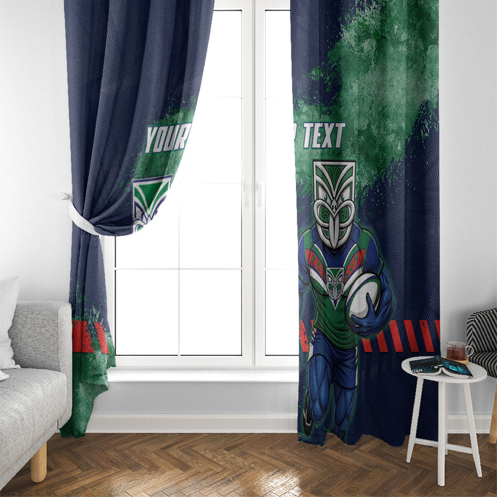 Personalised New Zealand Warriors Rugby Window Curtain Maori The Wahs Mascot - Sporty Splash Art Style