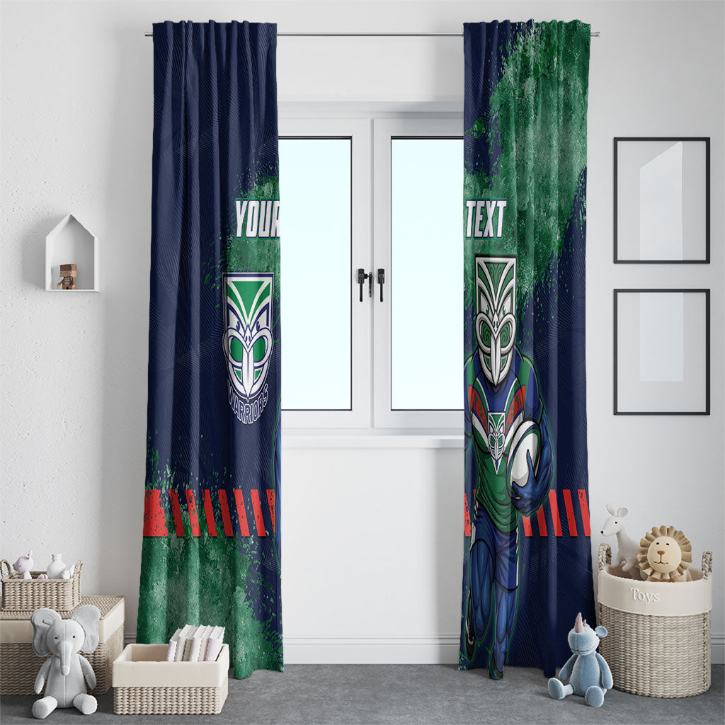 Personalised New Zealand Warriors Rugby Window Curtain Maori The Wahs Mascot - Sporty Splash Art Style