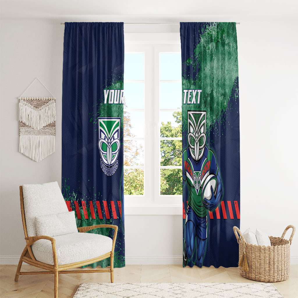 Personalised New Zealand Warriors Rugby Window Curtain Maori The Wahs Mascot - Sporty Splash Art Style