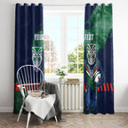 Personalised New Zealand Warriors Rugby Window Curtain Maori The Wahs Mascot - Sporty Splash Art Style