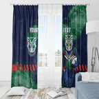 Personalised New Zealand Warriors Rugby Window Curtain Maori The Wahs Mascot - Sporty Splash Art Style
