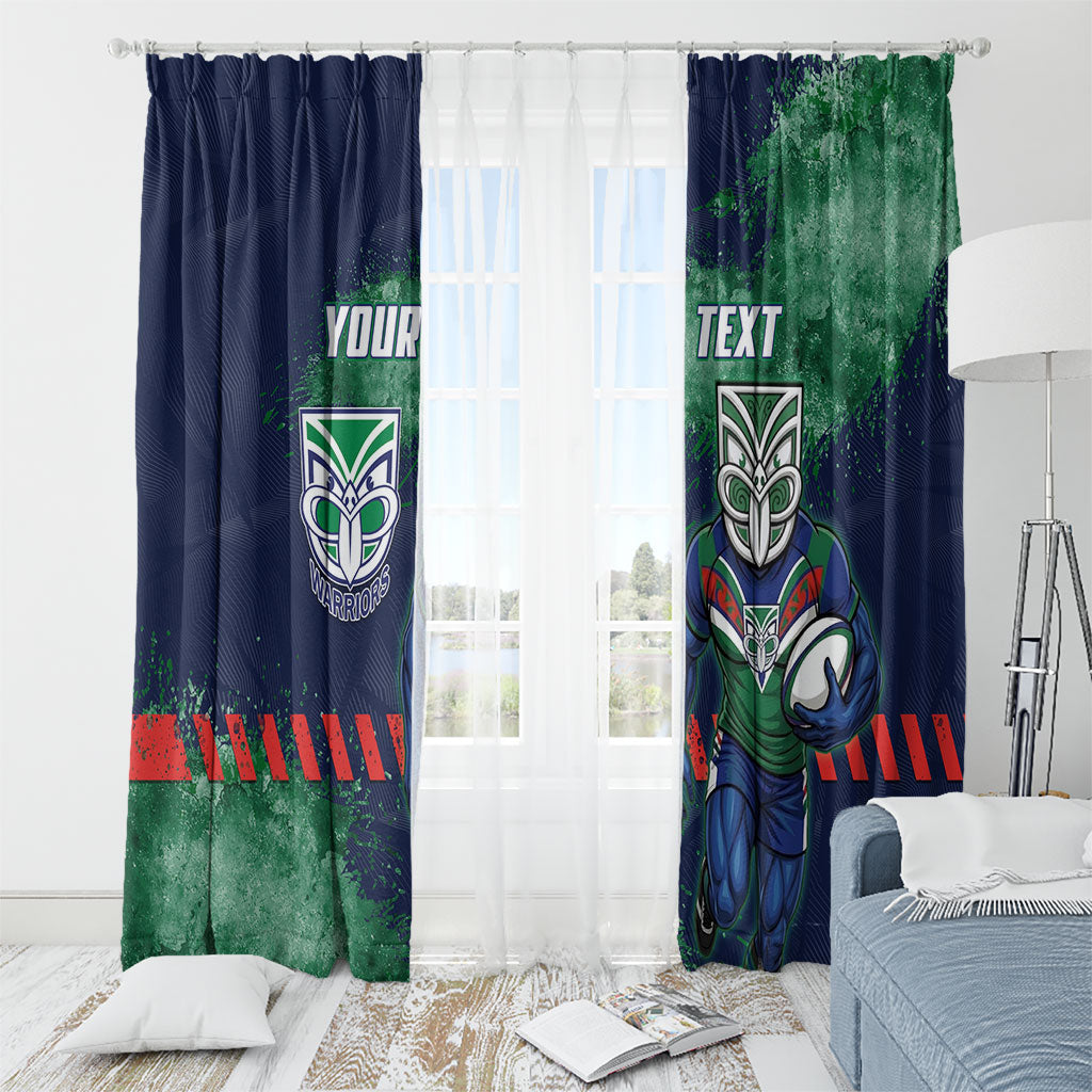 Personalised New Zealand Warriors Rugby Window Curtain Maori The Wahs Mascot - Sporty Splash Art Style