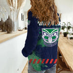 Personalised New Zealand Warriors Rugby Women Casual Shirt Maori The Wahs Mascot - Sporty Splash Art Style
