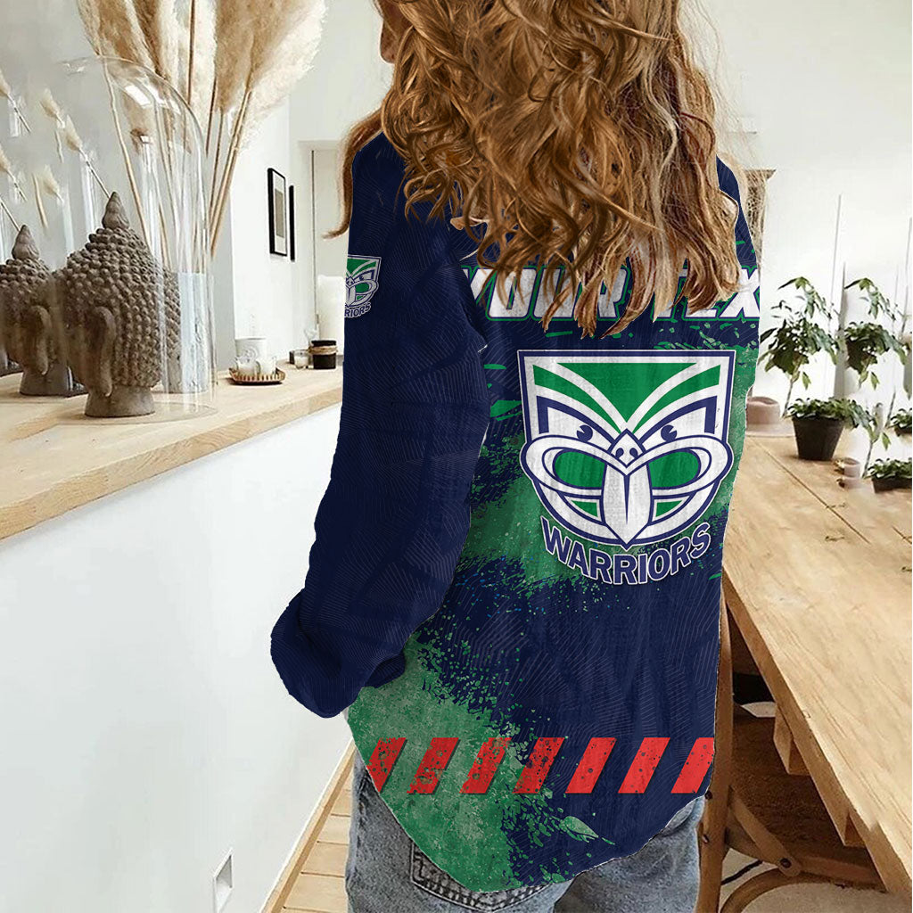 Personalised New Zealand Warriors Rugby Women Casual Shirt Maori The Wahs Mascot - Sporty Splash Art Style
