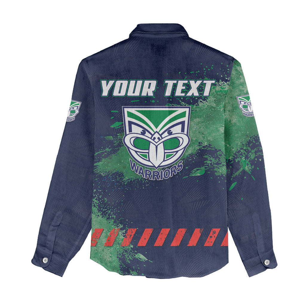 Personalised New Zealand Warriors Rugby Women Casual Shirt Maori The Wahs Mascot - Sporty Splash Art Style