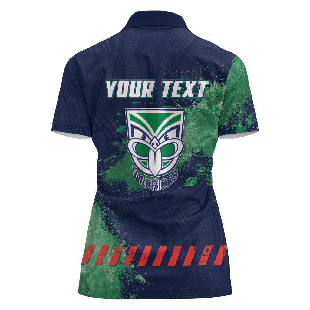 Personalised New Zealand Warriors Rugby Women Polo Shirt Maori The Wahs Mascot - Sporty Splash Art Style