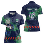 Personalised New Zealand Warriors Rugby Women Polo Shirt Maori The Wahs Mascot - Sporty Splash Art Style