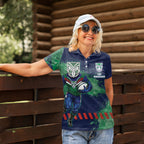 Personalised New Zealand Warriors Rugby Women Polo Shirt Maori The Wahs Mascot - Sporty Splash Art Style