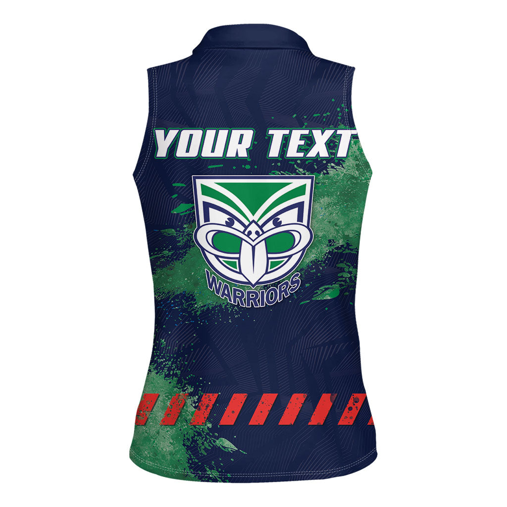 Personalised New Zealand Warriors Rugby Women Sleeveless Polo Shirt Maori The Wahs Mascot - Sporty Splash Art Style