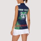 Personalised New Zealand Warriors Rugby Women Sleeveless Polo Shirt Maori The Wahs Mascot - Sporty Splash Art Style