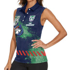 Personalised New Zealand Warriors Rugby Women Sleeveless Polo Shirt Maori The Wahs Mascot - Sporty Splash Art Style