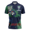 Personalised New Zealand Warriors Rugby Zipper Polo Shirt Maori The Wahs Mascot - Sporty Splash Art Style