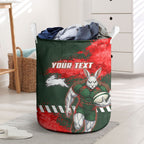 Personalised South Sydney Rabbitohs Rugby Laundry Basket Rabbits Mascot - Sporty Splash Art Style