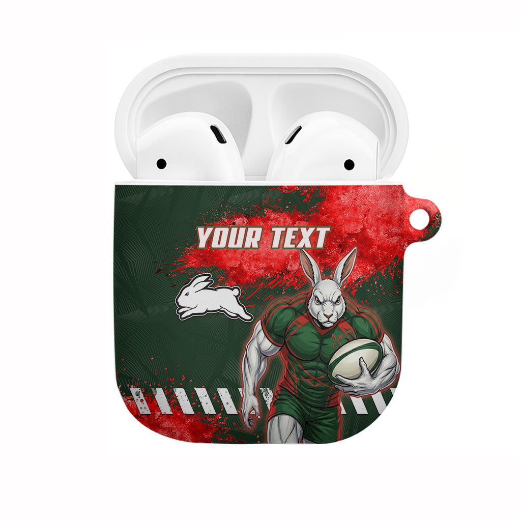 Personalised South Sydney Rabbitohs Rugby AirPods Case Rabbits Mascot - Sporty Splash Art Style