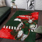 Personalised South Sydney Rabbitohs Rugby Area Rug Rabbits Mascot - Sporty Splash Art Style