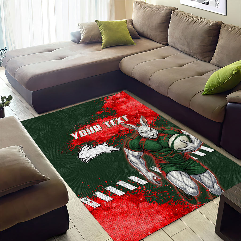 Personalised South Sydney Rabbitohs Rugby Area Rug Rabbits Mascot - Sporty Splash Art Style