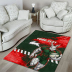 Personalised South Sydney Rabbitohs Rugby Area Rug Rabbits Mascot - Sporty Splash Art Style