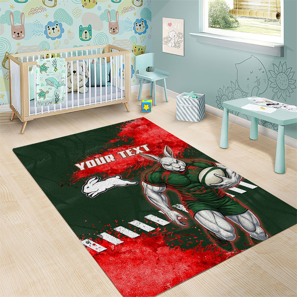 Personalised South Sydney Rabbitohs Rugby Area Rug Rabbits Mascot - Sporty Splash Art Style