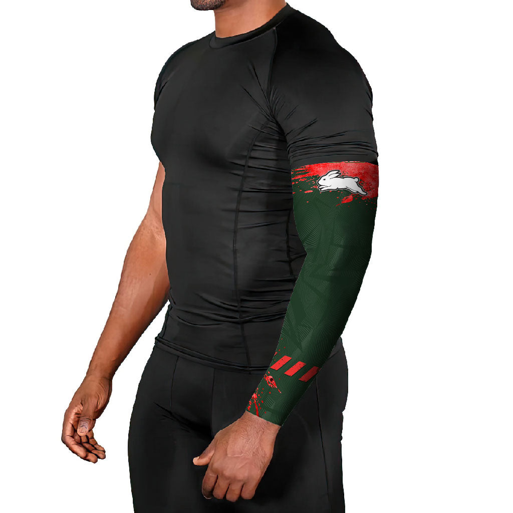 Personalised South Sydney Rabbitohs Rugby Arm Sleeves Rabbits Mascot - Sporty Splash Art Style