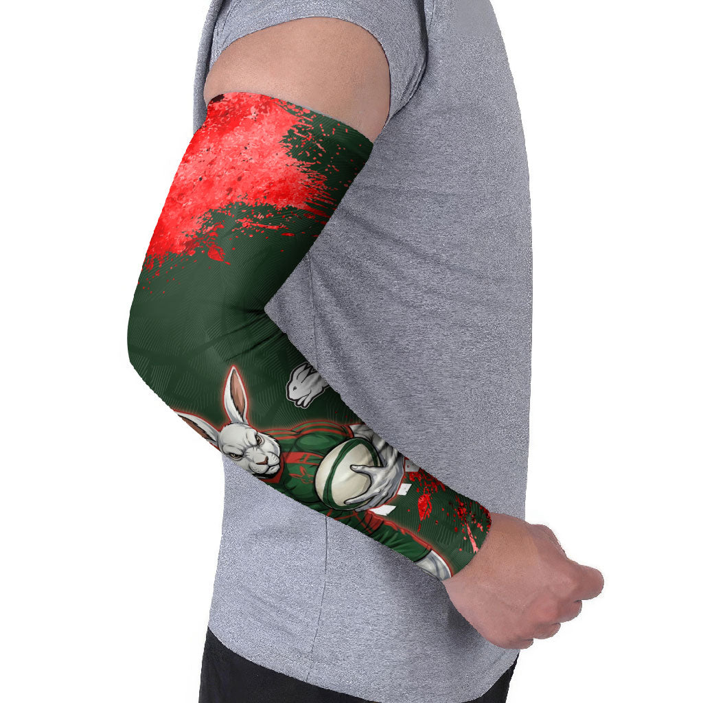 Personalised South Sydney Rabbitohs Rugby Arm Sleeves Rabbits Mascot - Sporty Splash Art Style