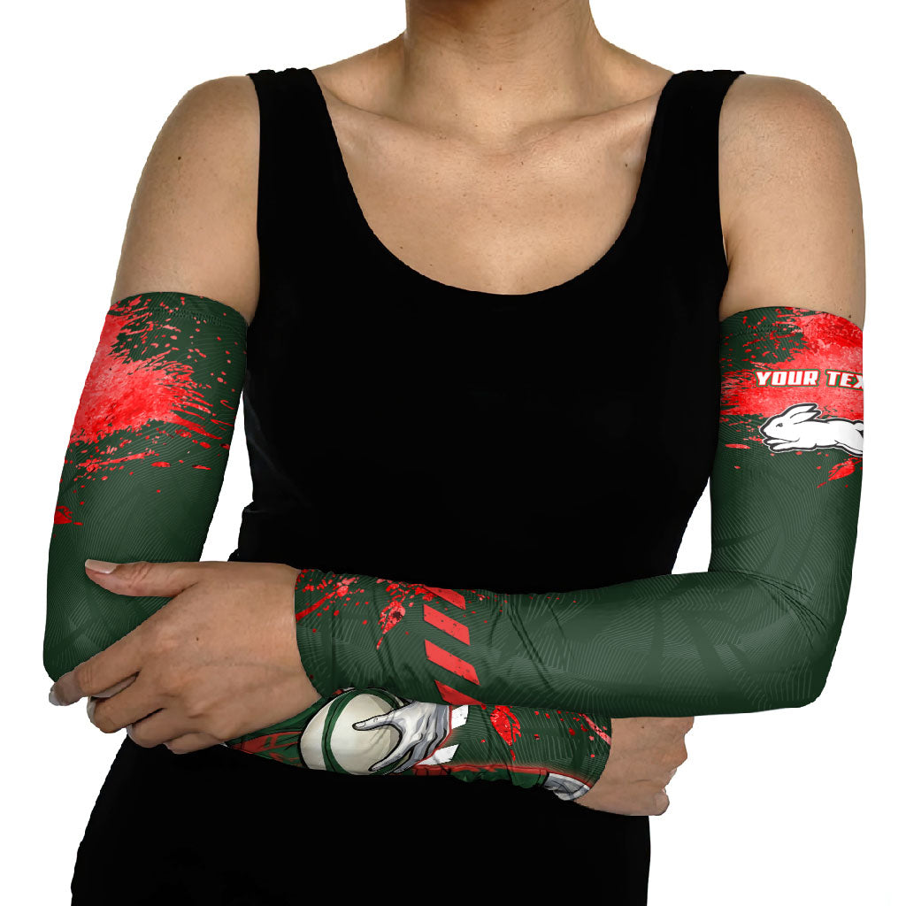 Personalised South Sydney Rabbitohs Rugby Arm Sleeves Rabbits Mascot - Sporty Splash Art Style