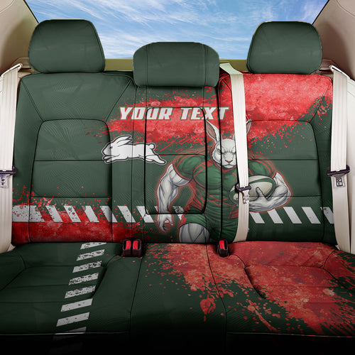Personalised South Sydney Rabbitohs Rugby Back Car Seat Cover Rabbits Mascot - Sporty Splash Art Style