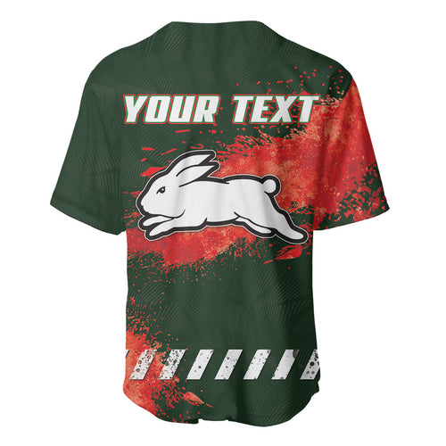 Personalised South Sydney Rabbitohs Rugby Baseball Jersey Rabbits Mascot - Sporty Splash Art Style