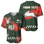 Personalised South Sydney Rabbitohs Rugby Baseball Jersey Rabbits Mascot - Sporty Splash Art Style