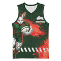 Personalised South Sydney Rabbitohs Rugby Basketball Jersey Rabbits Mascot - Sporty Splash Art Style